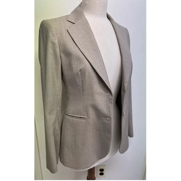 THEORY Beige Taupe Wool Blazer 2-button Suit Jacket Work Business Women's 4 - Picture 2 of 14